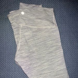 Lululemon light pink gray/white striped leggings